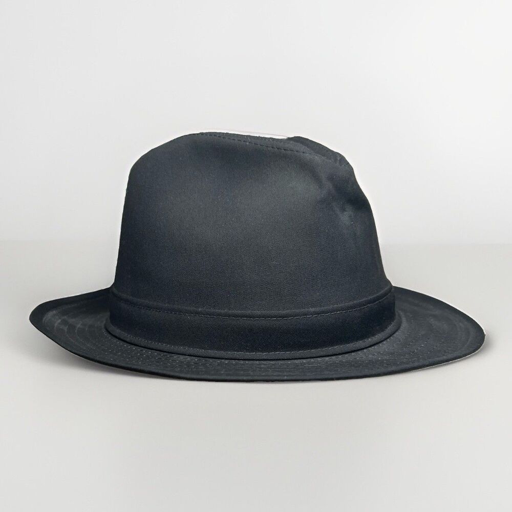 Vtg STETSON Black Fur Felt Stingy Brim Fedora Hat Black Ribbon Size 7 1/8